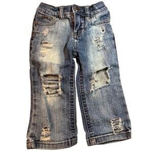 Kid's Distressed Denim Jeans Adjustable‎ Waist Baby Toddler boy size 12m SOFT